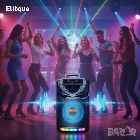 Bluetooth караоке колона с безжичен микрофон – 8,5″ говорител, LED светлини, TWS и FM радио, снимка 6 - Друга електроника - 52820134