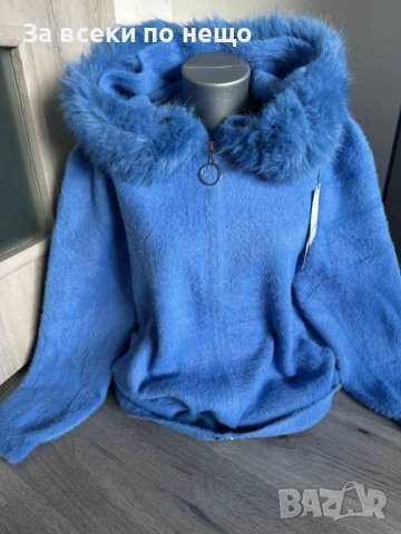 Дамска Синя Кашмирена Жилетка Код ST, снимка 2 - Жилетки - 52843950