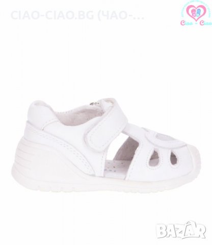 Бебешки сандали за момиче от Естествена кожа, бели с брокатено сърце BUBBLE KIDS, снимка 6 - Детски сандали и чехли - 37161854