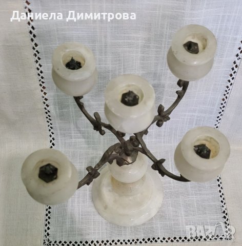 Мраморен свещник за пет броя свещи, снимка 2 - Други - 40054656