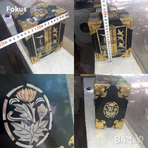 Стара лакова кутия за бижута с интарзии от седеф - Красота, снимка 7 - Антикварни и старинни предмети - 51276467