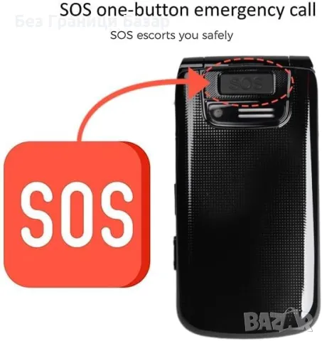 Нов мобилен телефон за възрастни – SOS бутон, големи копчета, червен, снимка 8 - Други - 49901393