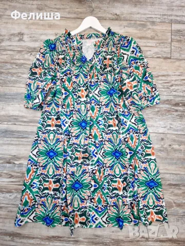  	Уникална Лятна Цветна Италия - Рокля с Ярки Наситени Цветове XL Размер , снимка 4 - Рокли - 50185218