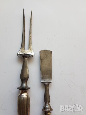 Сребърна стара вилица и шпатула за барбекю, снимка 7 - Прибори за хранене, готвене и сервиране - 33617014