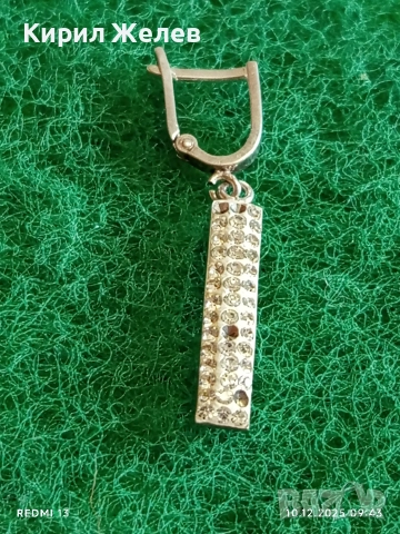 Елегантна сребърна обеца украсена с кристали ефектна стилна 24768, снимка 2 - Обеци - 52717974