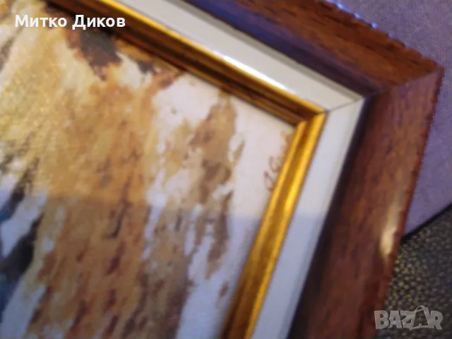 Картина масло авторска на Янко Янков -изглед от Габрово 296х220мм и 228х163мм вътре, снимка 7 - Картини - 49486082