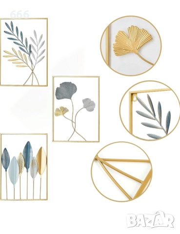 Стенен метален декор, 3 бр., снимка 2 - Картини - 52578203