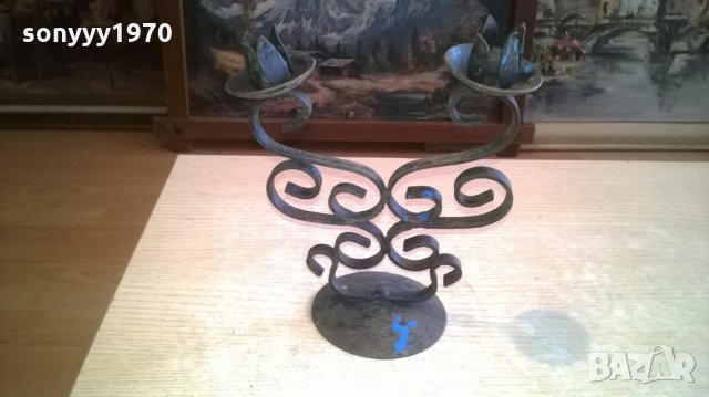 СТАР СВЕЩНИК КОВАНО ЖЕЛЯЗО-21Х18Х10СМ, снимка 4 - Колекции - 28022019