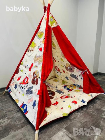 Палатка за игри Типи с меко двулицево килимè, снимка 1 - Играчки за стая - 38733342
