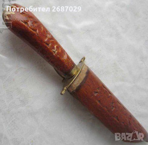 Стар нож ножка ножче с дървена кания, снимка 5 - Други ценни предмети - 28949826