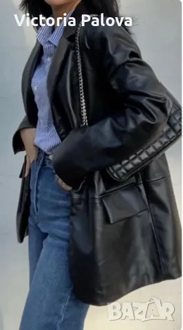 Яке- палто агнешка кожа голям размер, снимка 10 - Якета - 47673411