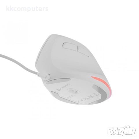 Natec Vertical Mouse Crake 2 Pro Жична оптична мишка- 12800DPI, RGB, 6 бутона, Бяла, снимка 3 - Клавиатури и мишки - 52807512