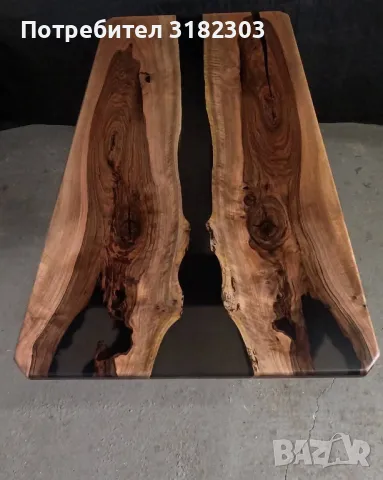 Дизайнерска орехова маса и епоксидна смола, снимка 8 - Маси - 48919318