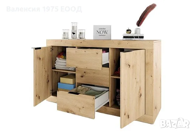 Скрин Сити 3075 дъб артисан или комбинация мока/ лате, снимка 3 - Скринове - 47352516