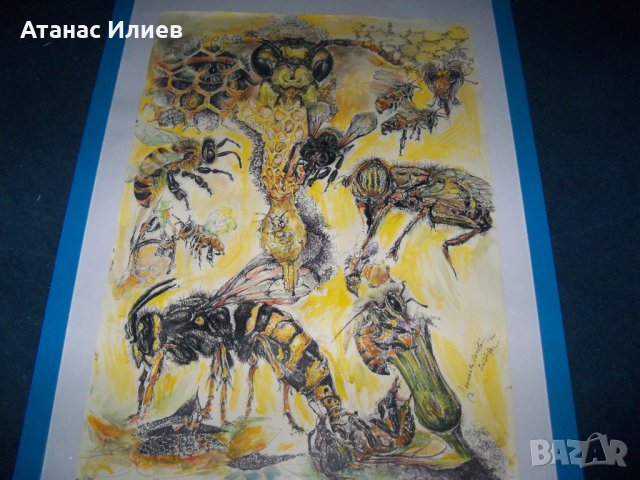 "Пчели" картина на художничката Десислава Илиева, снимка 7 - Картини - 28114634