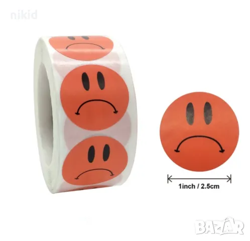 100 бр тъжно Смайли Емотикон Smiley Еможи Emoji малки самозалепващи лепенки стикери ръчна изработка