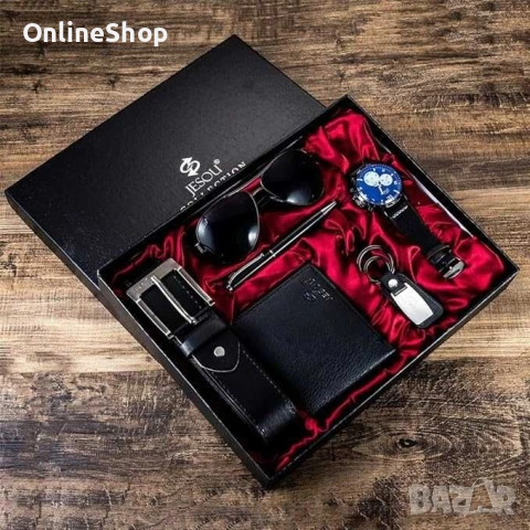 Jesou Collection мъжки подаръчен комплект, 6 в 1, снимка 6 - Портфейли, портмонета - 53386293