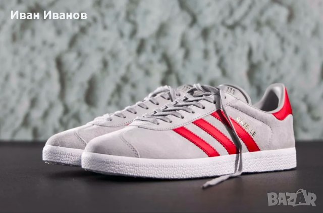 кецове   ADIDAS Gazelle Grey Red Man номер  42 2/3, снимка 5 - Кецове - 33223747