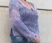 Плетена дамска блуза, уникат, размер S/M, снимка 1 - Блузи с дълъг ръкав и пуловери - 37616021