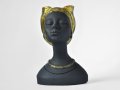 Саксия матово черно лице със златен тюрбан / Подарък саксия за дом / Саксия африканска статуя, снимка 3