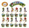 Соник Sonic 12 бр топери и кошнички украса декорация за мъфини кексчета торта парти, снимка 1