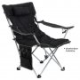 Къмпинг стол с подложка за крака, стол - шезлонг за къмпинг, подвижна подложка за крака, черен , снимка 3