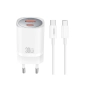 Зарядно устройство комплект XO CE21 PD 30W 1x USB-C 1x USB + USB-C - USB-C кабел, Бяло , снимка 1