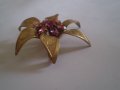 Антична брошка Франция цвете с розов кристал 1930г-1940г, снимка 8