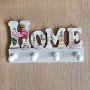 1349 Малка дървена декоративна закачалка HOME с 4 куки, снимка 7