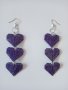Лилави висящи обеци сърце , снимка 2