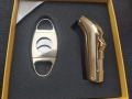 Луксозен комплект за пури,запалка и резачка с лого,в подаръчна кутия, снимка 3