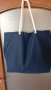 чанта за плаж плътна и качествена, 100% тъмно син супер плътен памук