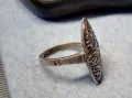 СТАРИНЕН ФЛОРАЛЕН АЖУРЕН СРЕБЪРЕН ПРЪСТЕН СРЕБРО ВИСОКА ПРОБА РЪЧНА МАЙСТРОСКА ИЗРАБОТКА 49304, снимка 9
