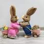 4400 Декоративен великденски заек с каручка и малко зайче, 30 см, снимка 6