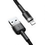 Кабел Lightning към USB Baseus Cafule CALKLF-BG1 2.4A за Apple устройства 1m Черна оплетка, снимка 2