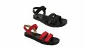 Дамски сандали на равна подметка в черно и червено, снимка 1 - Сандали - 37256055