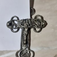 Стар метален възрожденски кръст - филигран, снимка 6 - Антикварни и старинни предмети - 43300669