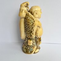 Buddha Буда стар Китай слонова кост майсторска ръчна изработка, снимка 4 - Декорация за дома - 43227805