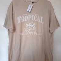 2ХЛ Бежова тениска Tropical, снимка 1 - Тениски - 40317475