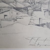 Майсторска рисунка Тома Петров(1908-1972) Църквата в Шумен 1946година  , снимка 4 - Картини - 40069359