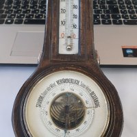 Рядък антикварен немски барометър с термометър , снимка 1 - Антикварни и старинни предмети - 38422440