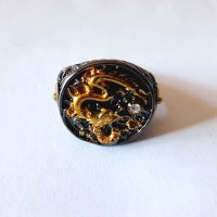 Мъжки черен пръстен с дракон и топаз, снимка 8 - Пръстени - 36674283