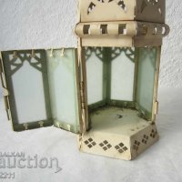  Стар градински фенер, свещник, за свещ ламарина метал, снимка 2 - Антикварни и старинни предмети - 28874093