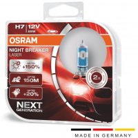 Халогенни крушки OSRAM H7 Night Breaker Laser  +150%, снимка 2 - Аксесоари и консумативи - 34764247
