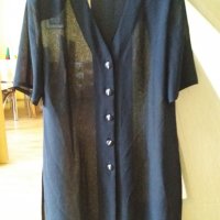 Дамска лятна риза туника с къс ръкав тъмносиня размер М-Л, снимка 1 - Туники - 33214955
