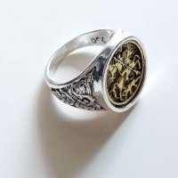 Златен пръстен с Бяло и Жълто злато 18к нов, снимка 4 - Пръстени - 28887162