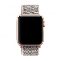 Текстилна каишка band за Apple Watch 7, 6, 5, 4, 3 - велкро pink sand цвят, снимка 2 - Смарт часовници - 32322444