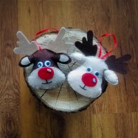 Коледна декорация / Коледни играчки за елха от филц ръчна изработка елен, снимка 4 - Декорация за дома - 34909919