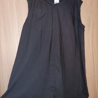 Нова, черна, памучна, макси, черна, асиметрична риза-рокля, снимка 1 - Рокли - 40538522