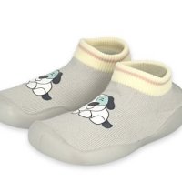 Полски бебешки обувки чорапки, Сиви с куче, снимка 2 - Бебешки обувки - 38653373